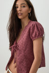 Eyelet Tie Front Top