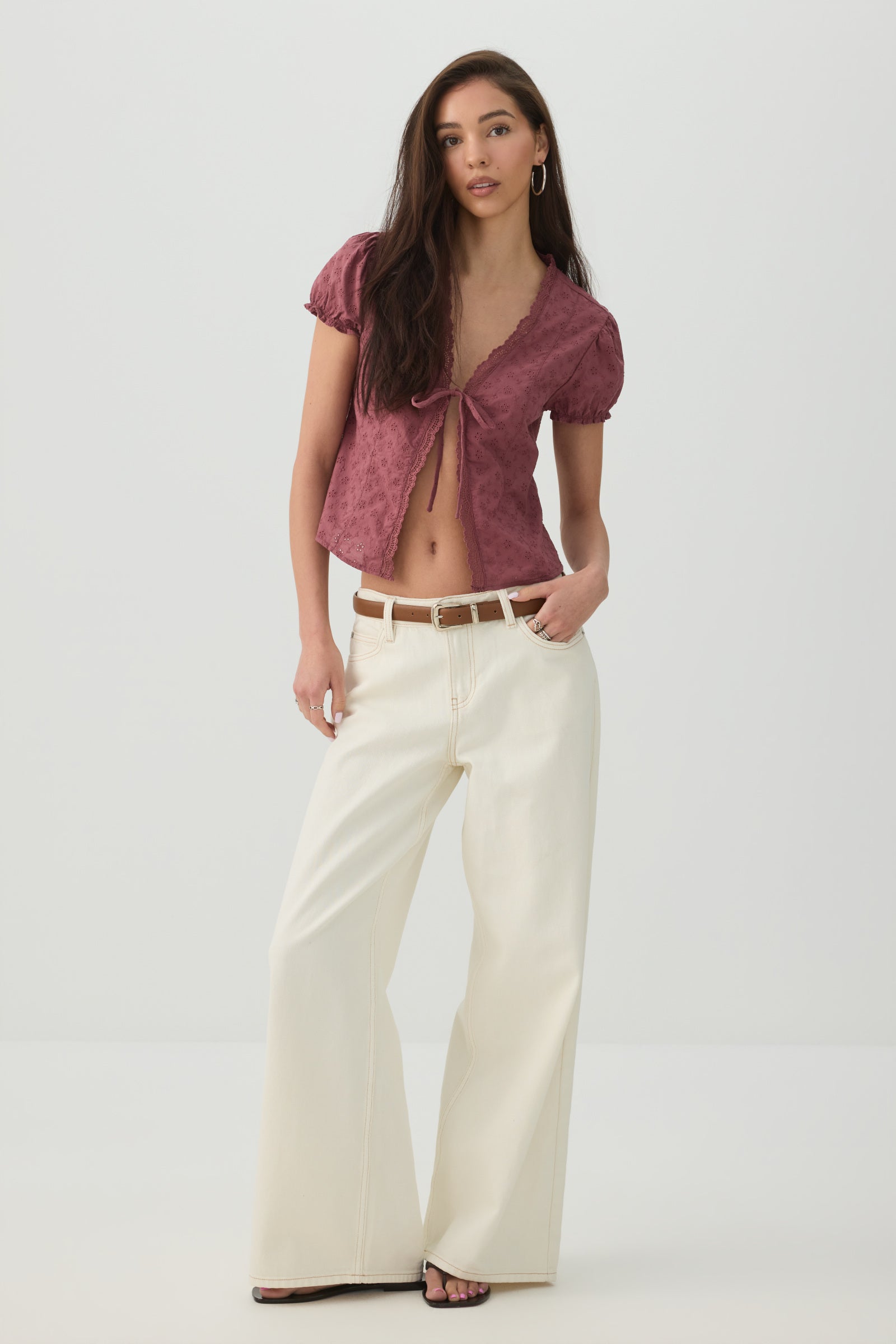 Eyelet Tie Front Top – Ardene