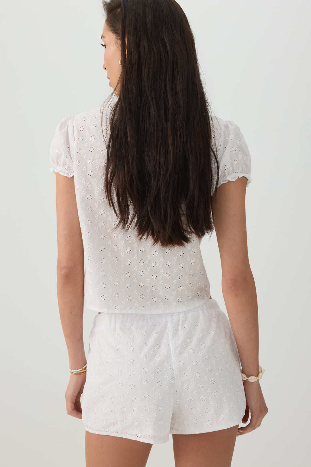 Eyelet Drawstring Shorts