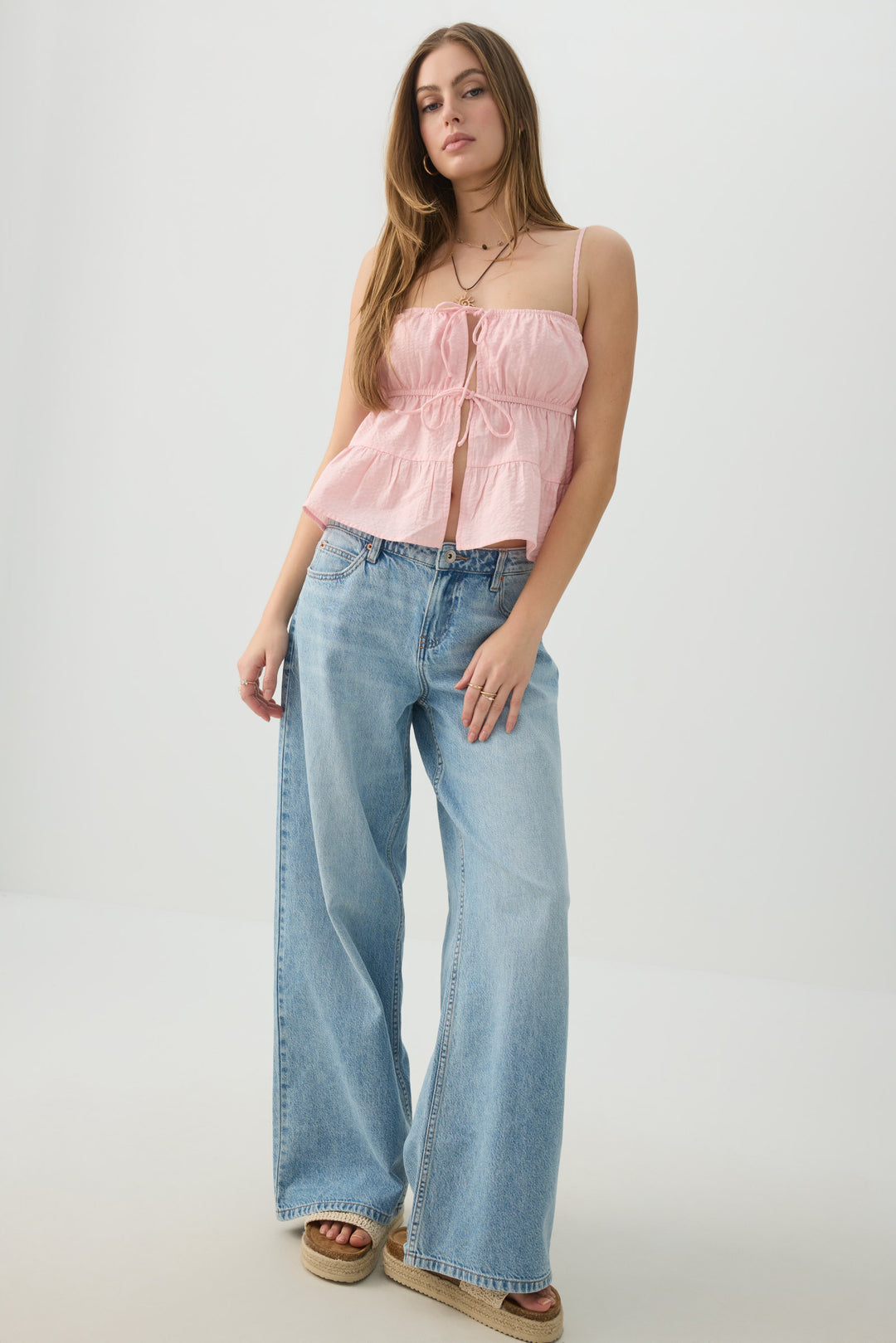 Cotton Crop Tank Top with Front Tie