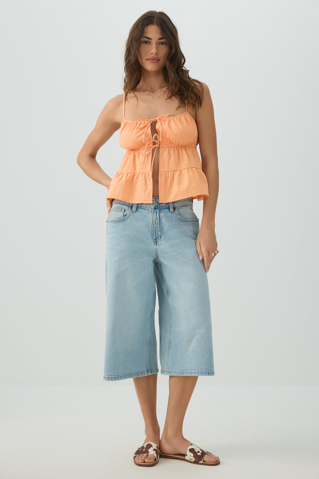 Cotton Crop Tank Top with Front Tie