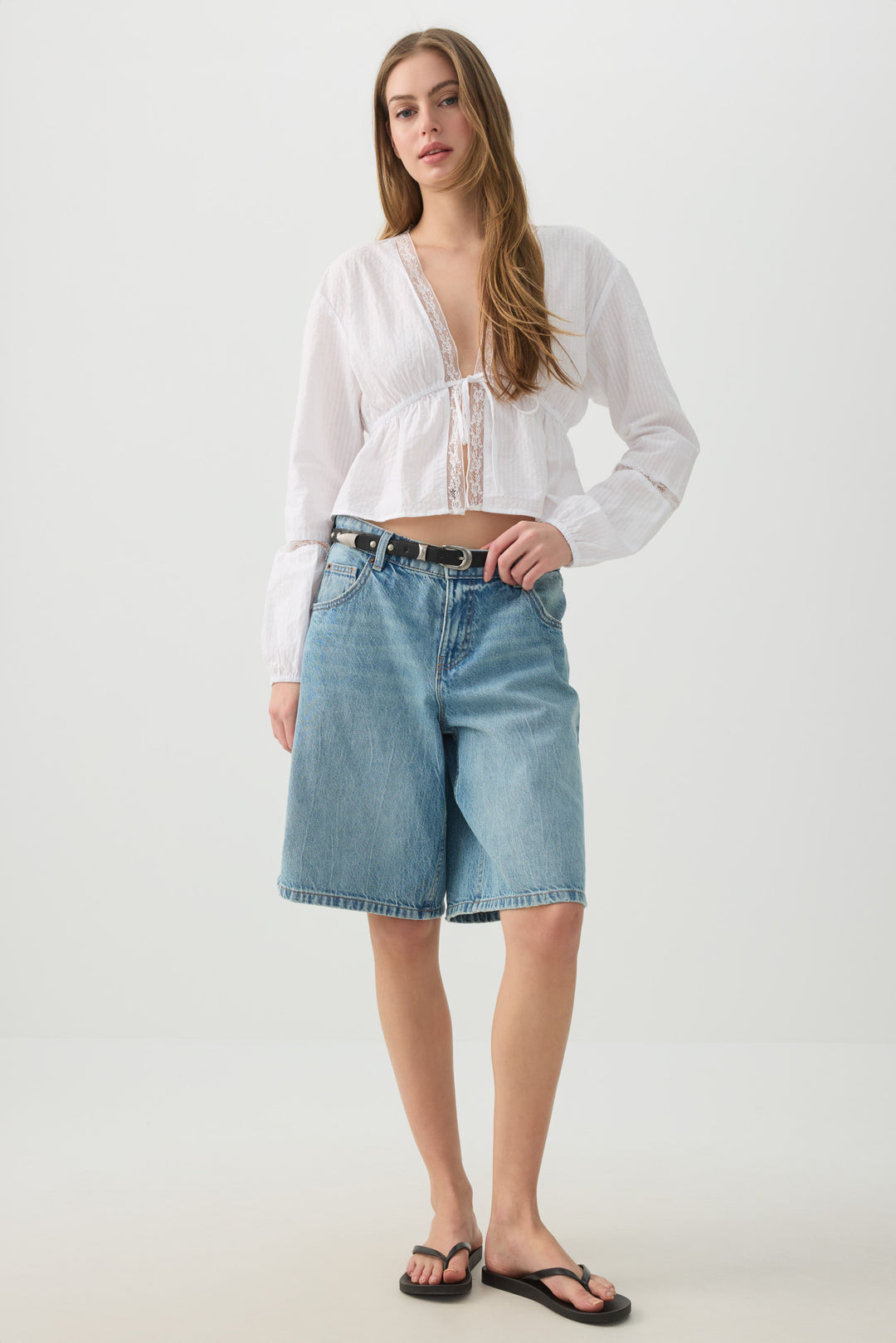 Cotton Crop Front Tie Top