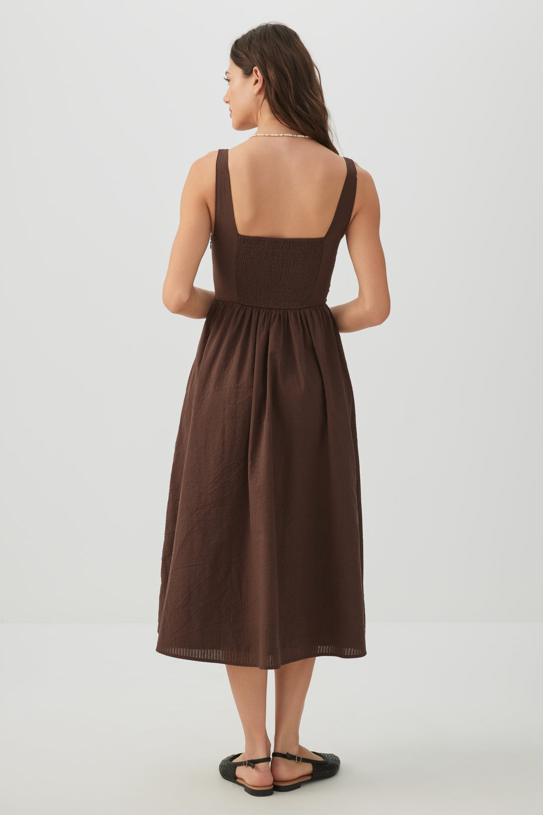 Robe midi à encolure carrée