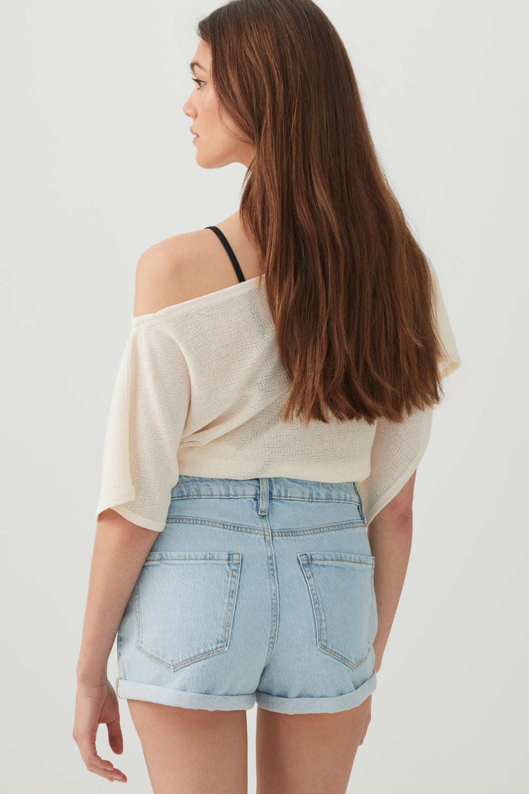 High Rise Stretch Denim Shorts