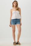 High Rise Denim Cuffed Short Shorts