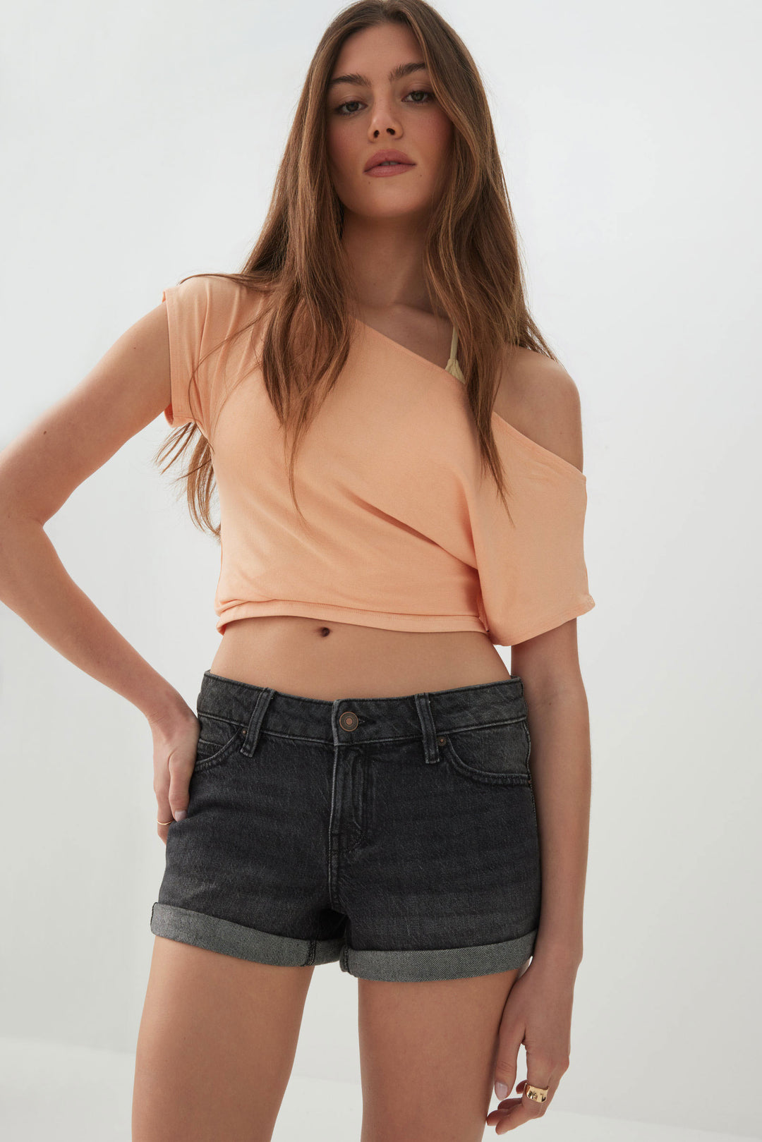 Low Rise Stretch Denim Shorts