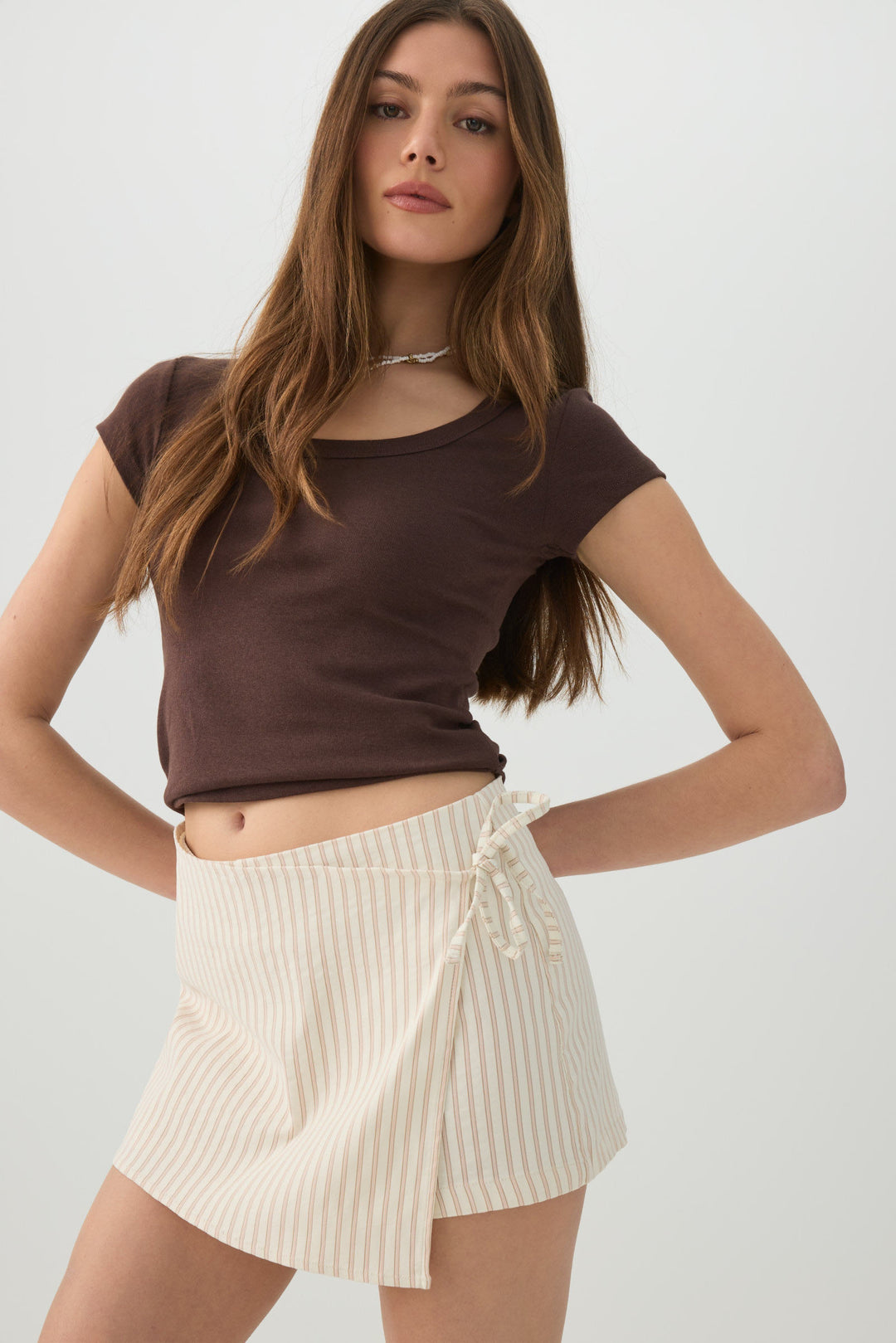 Striped Bengaline Wrap Skort