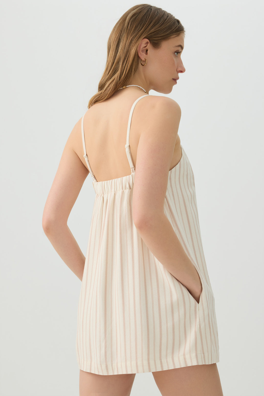 Linen Blend Square Neck Romper