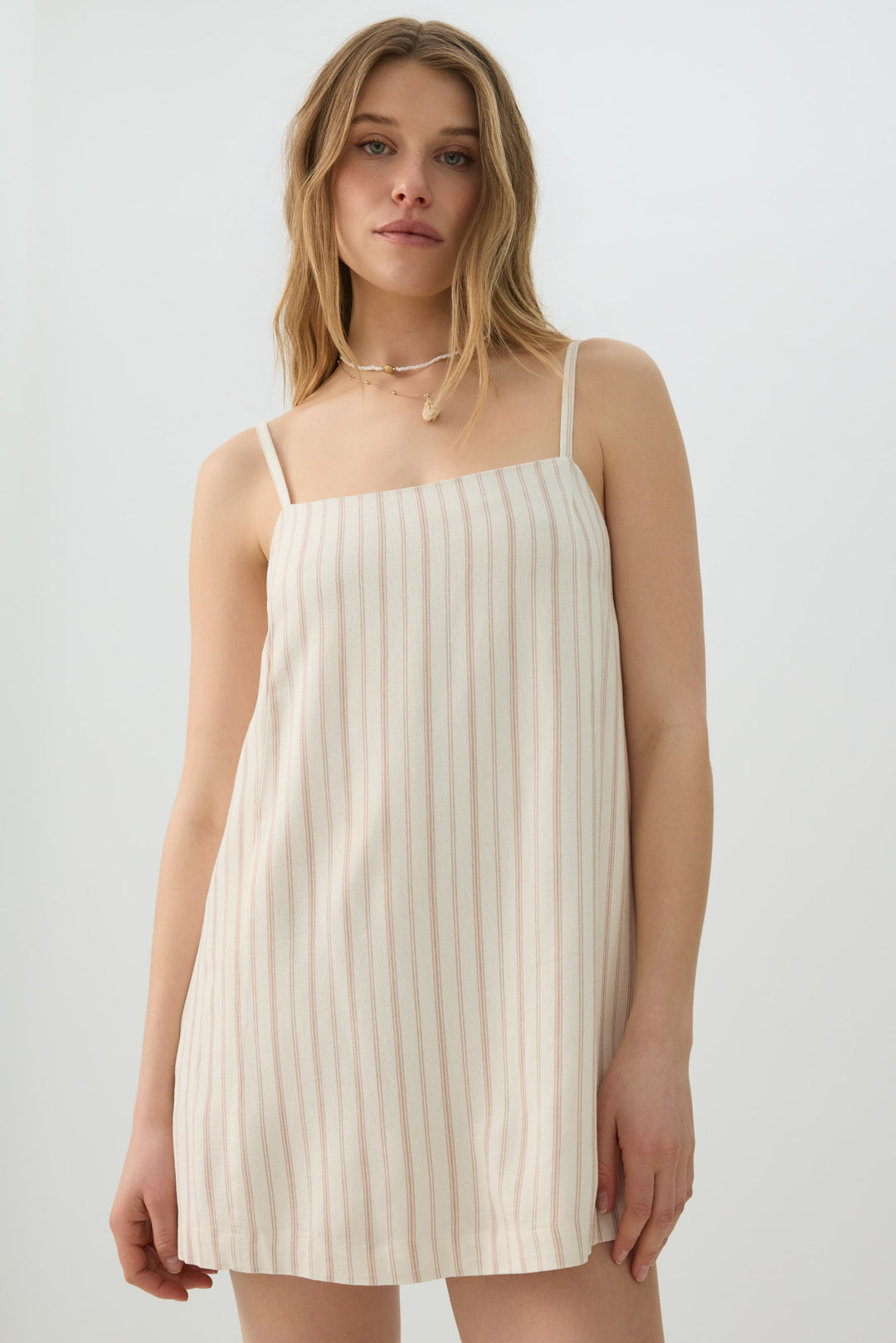 Linen Blend Square Neck Romper