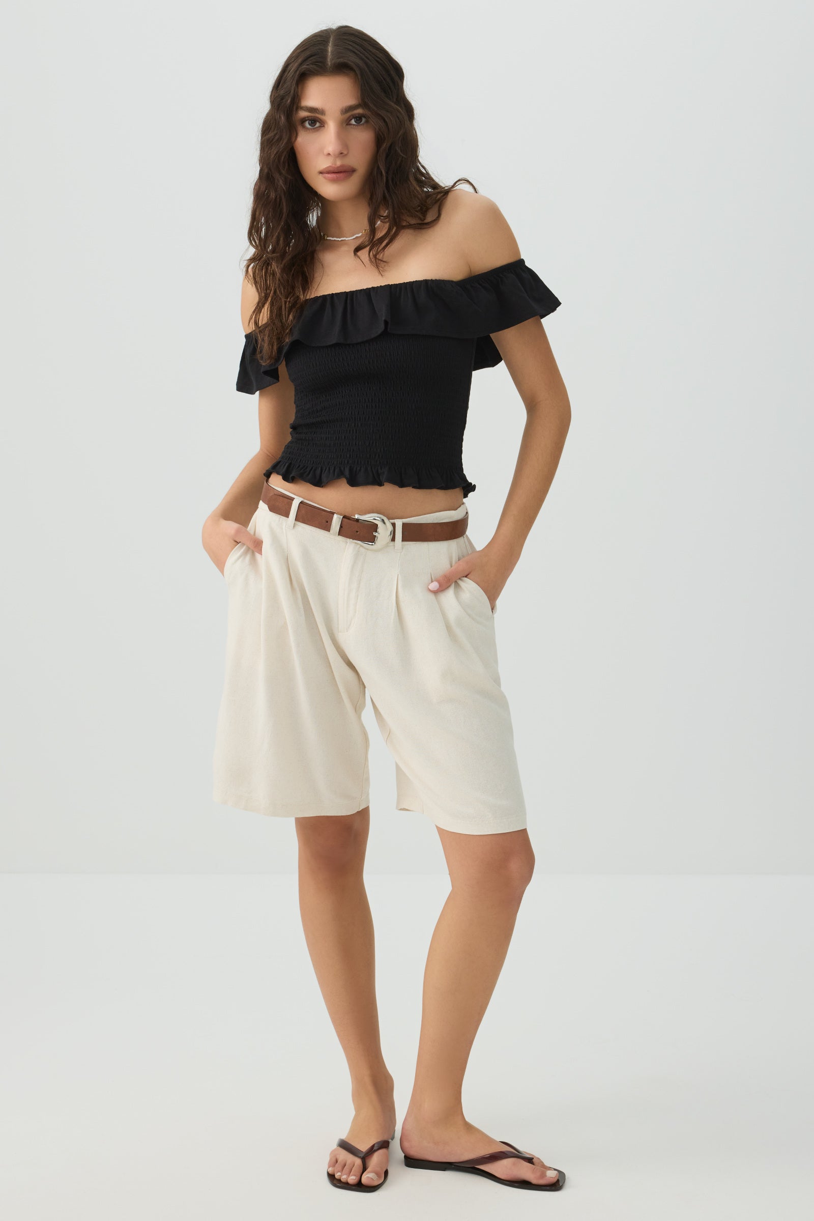 Smocked Off-Shoulder Top – Ardene