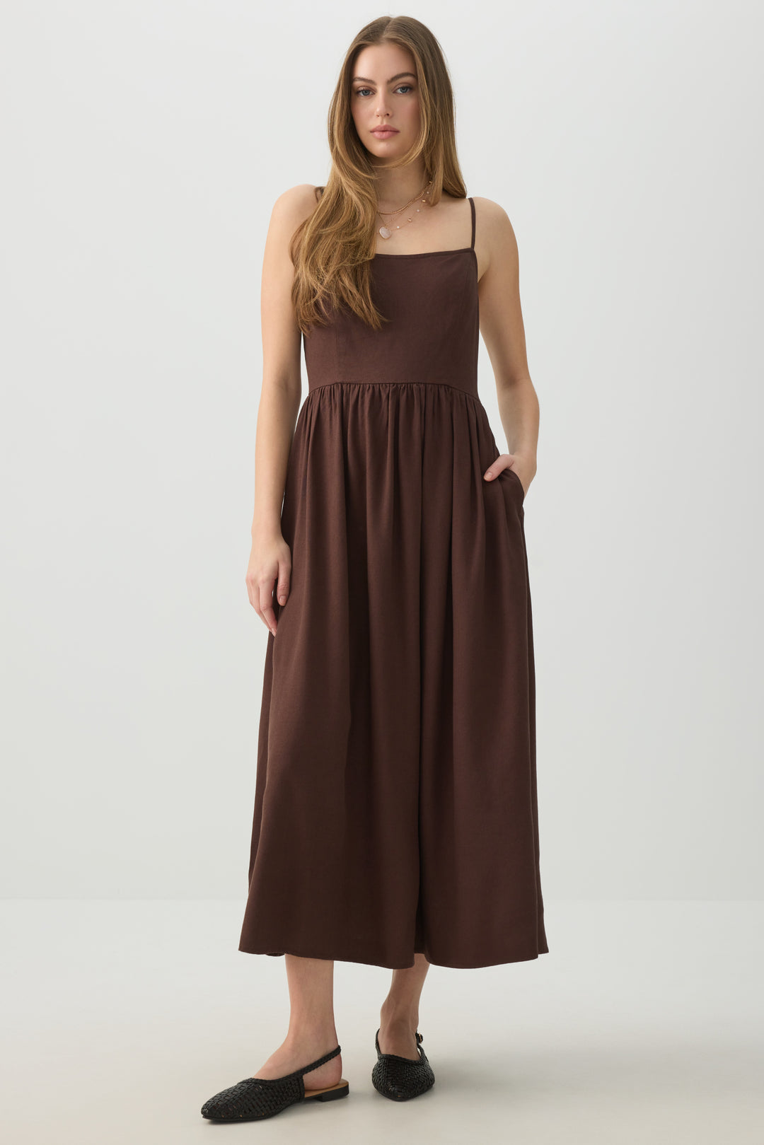 Linen Midi Dress Ardene Linen Midi Dress Ardene