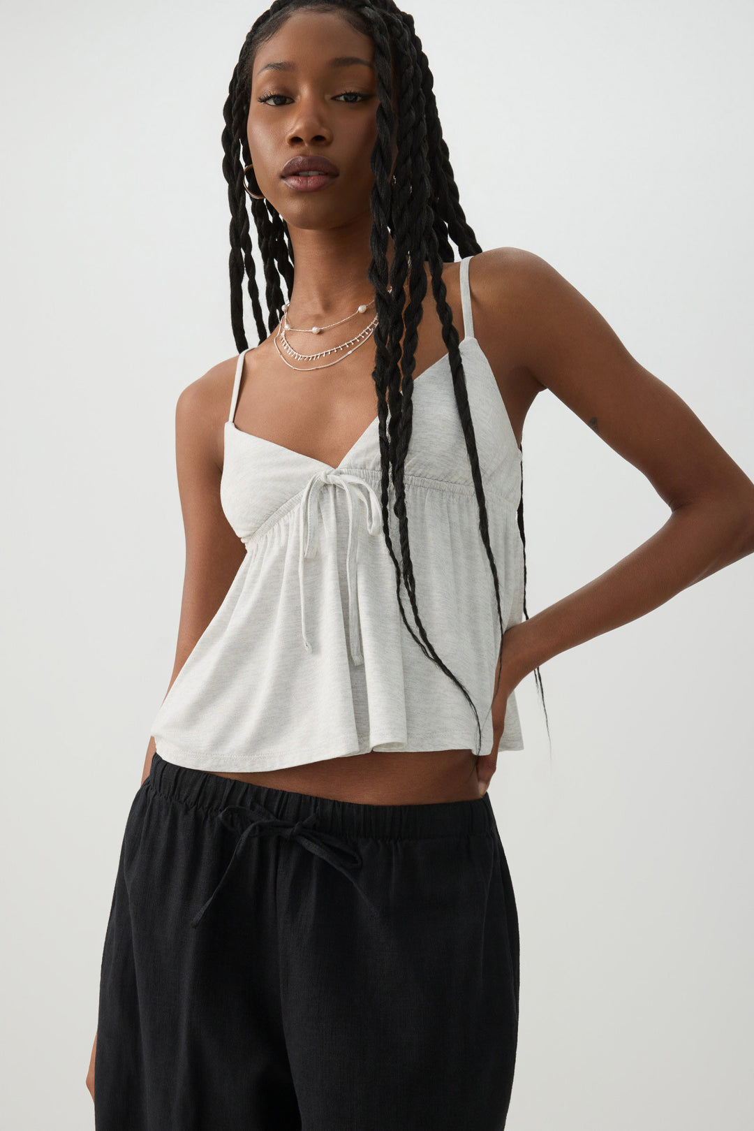 Plunge Babydoll Tank Top