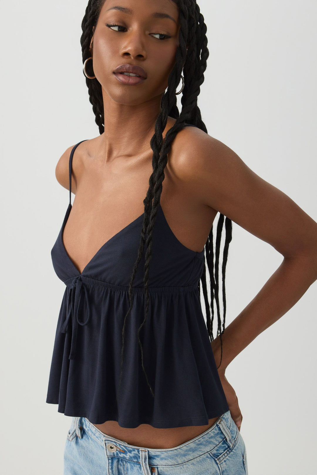 Plunge Babydoll Tank Top