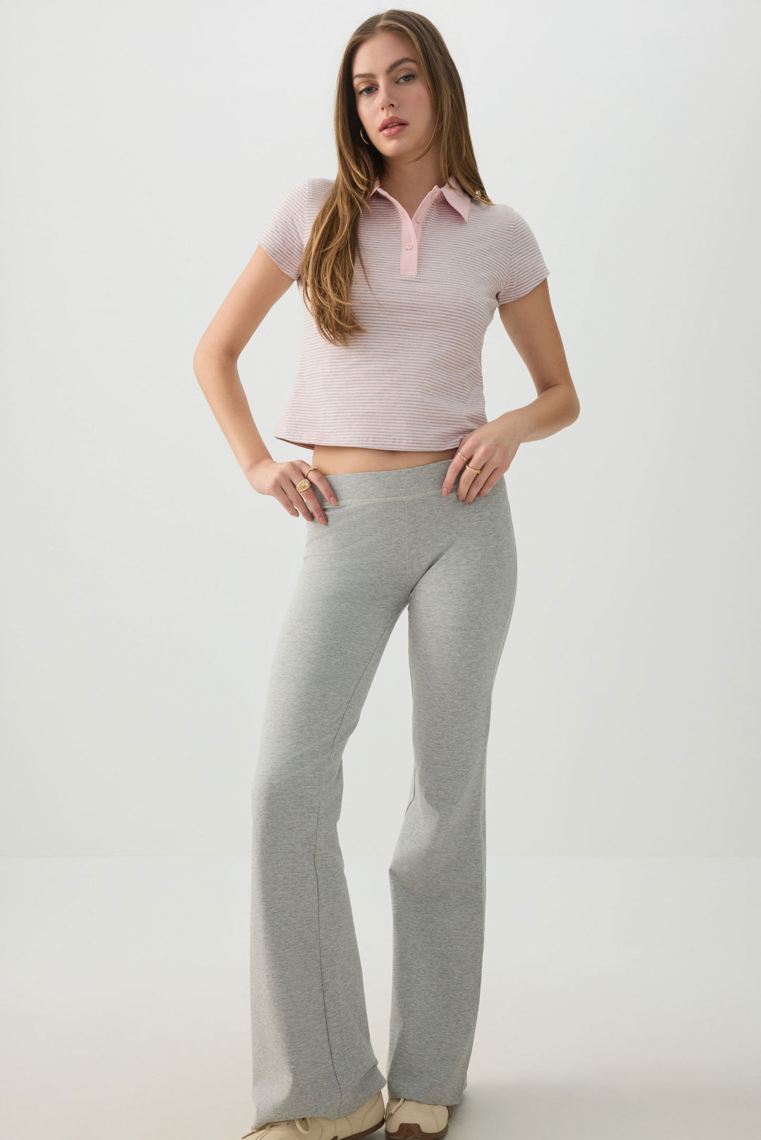 Striped Crop Polo Top