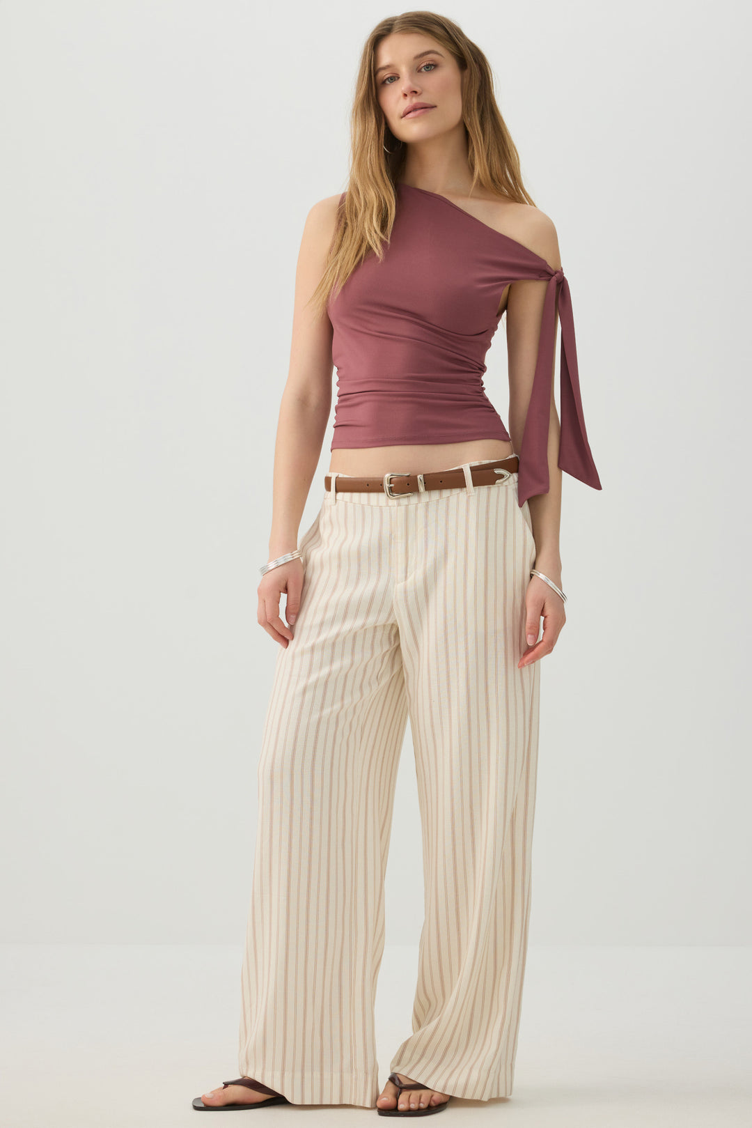 Linen Blend Wide Leg Tailored Pant