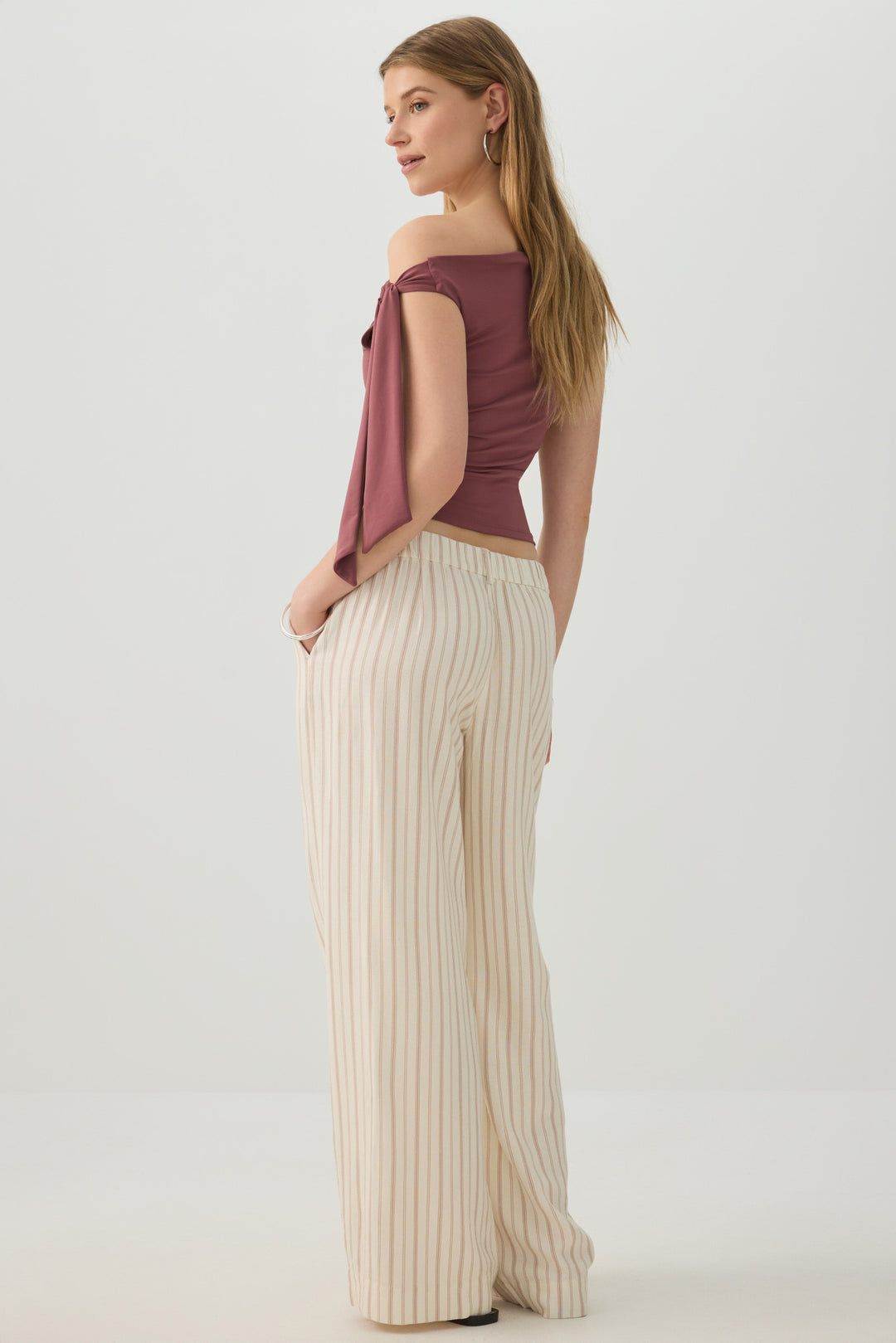 Linen Blend Wide Leg Tailored Pant