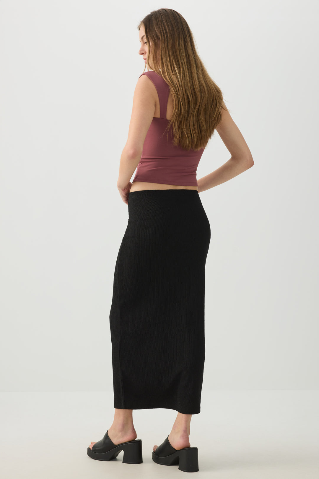 Textured Knit Maxi Skirt