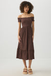 Smocked Off Shoulder Midi Dress