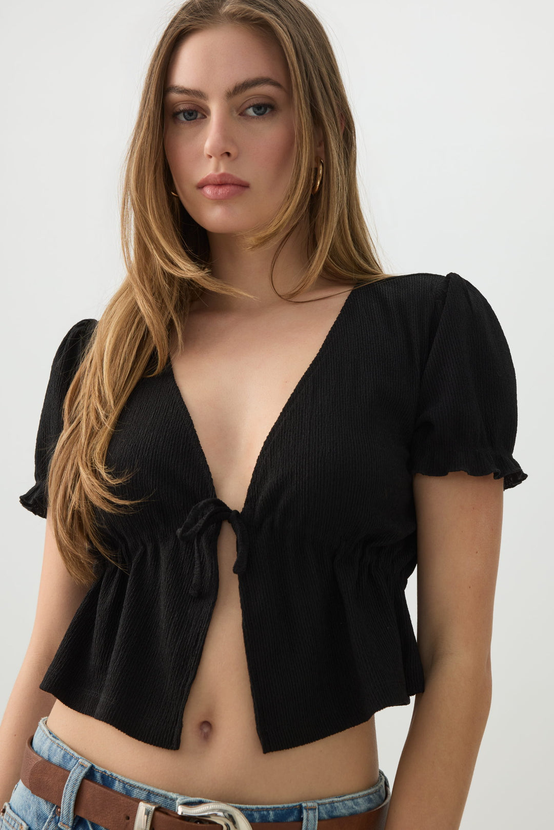 Tie Front Cropped Cardi