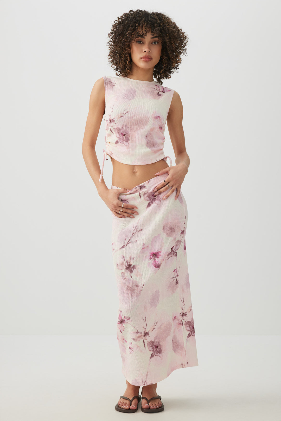 Cropped Tank Top with Side Shirring