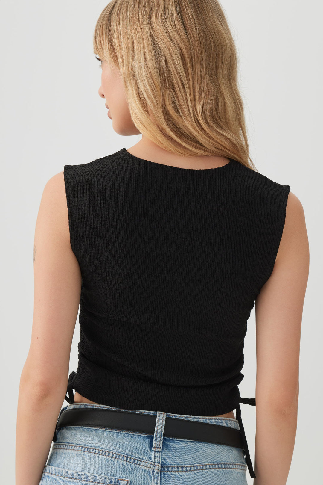 Cropped Tank Top with Side Shirring