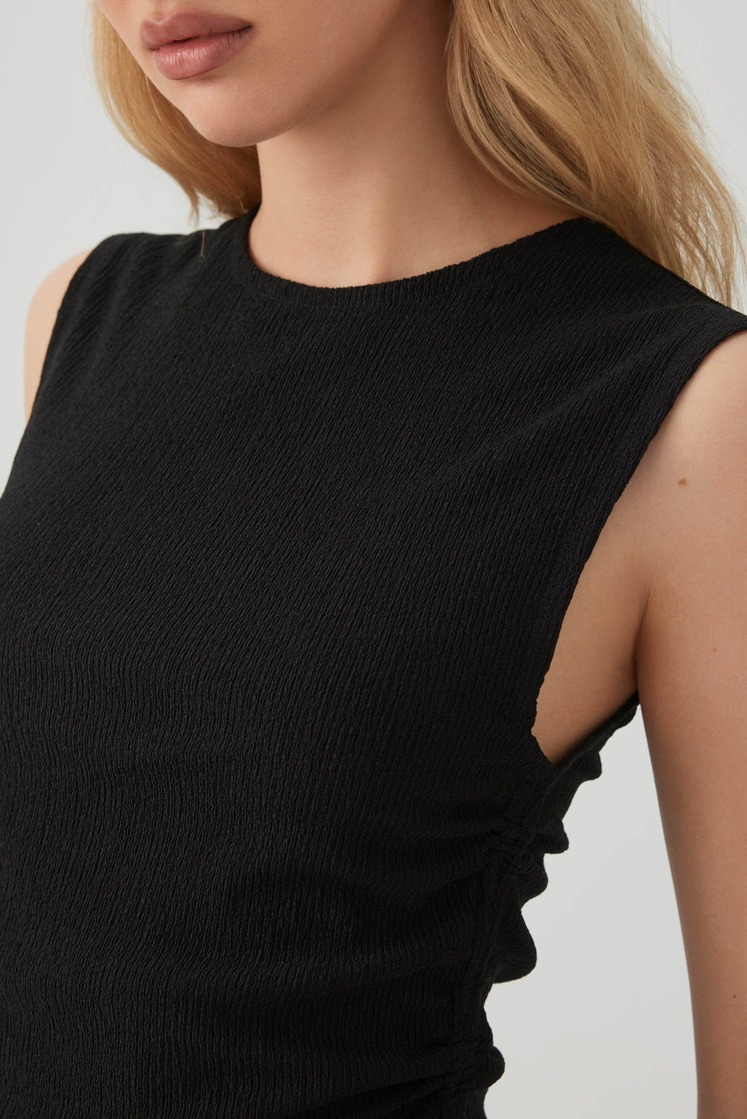 Cropped Tank Top with Side Shirring