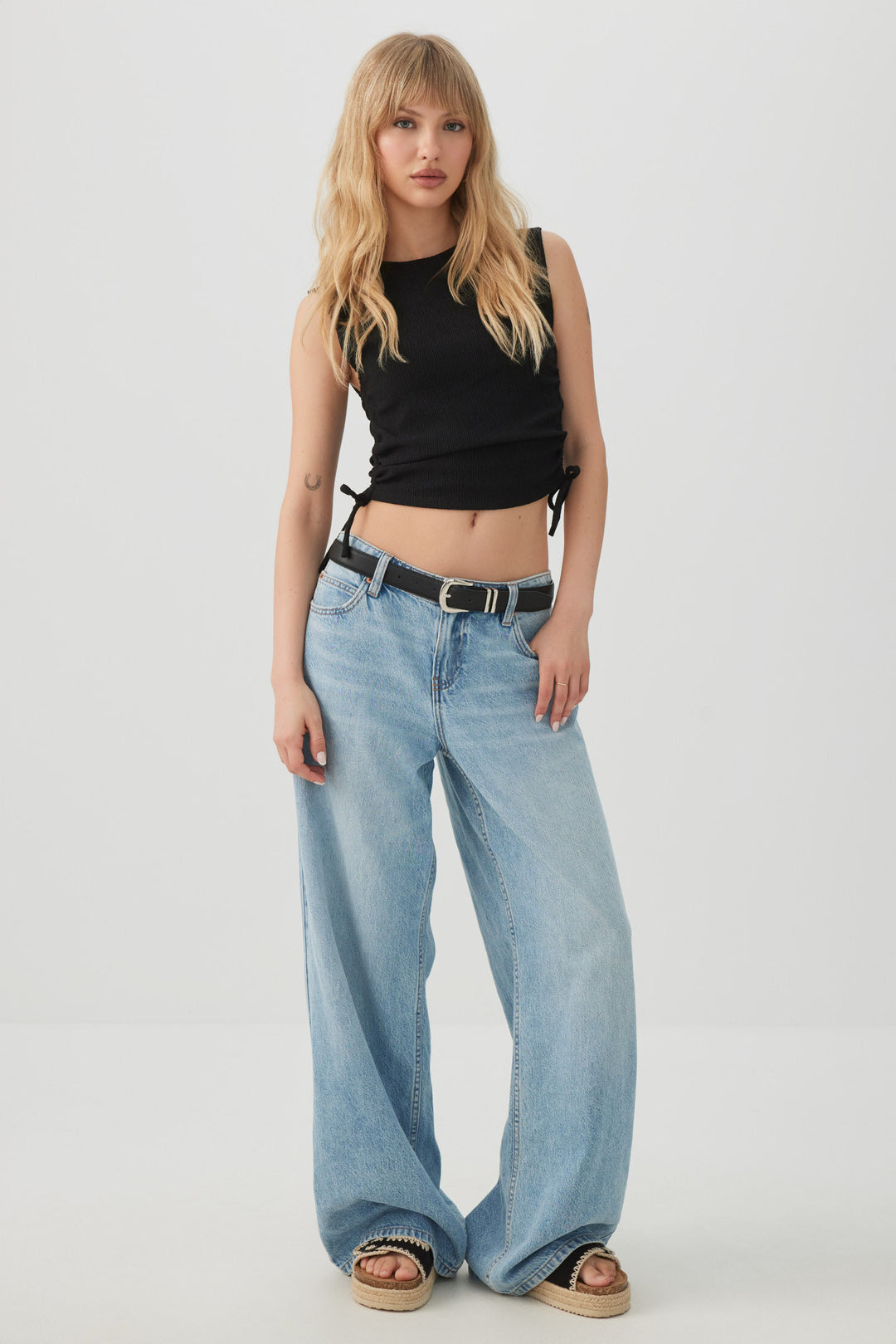 Cropped Tank Top with Side Shirring