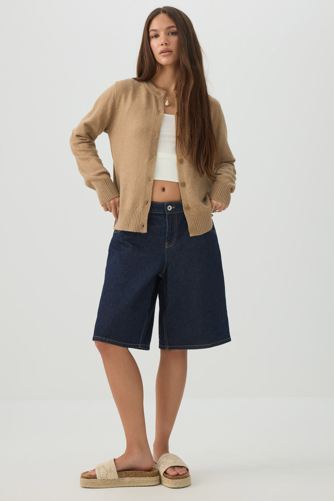 Button-Front Sweater Cardigan