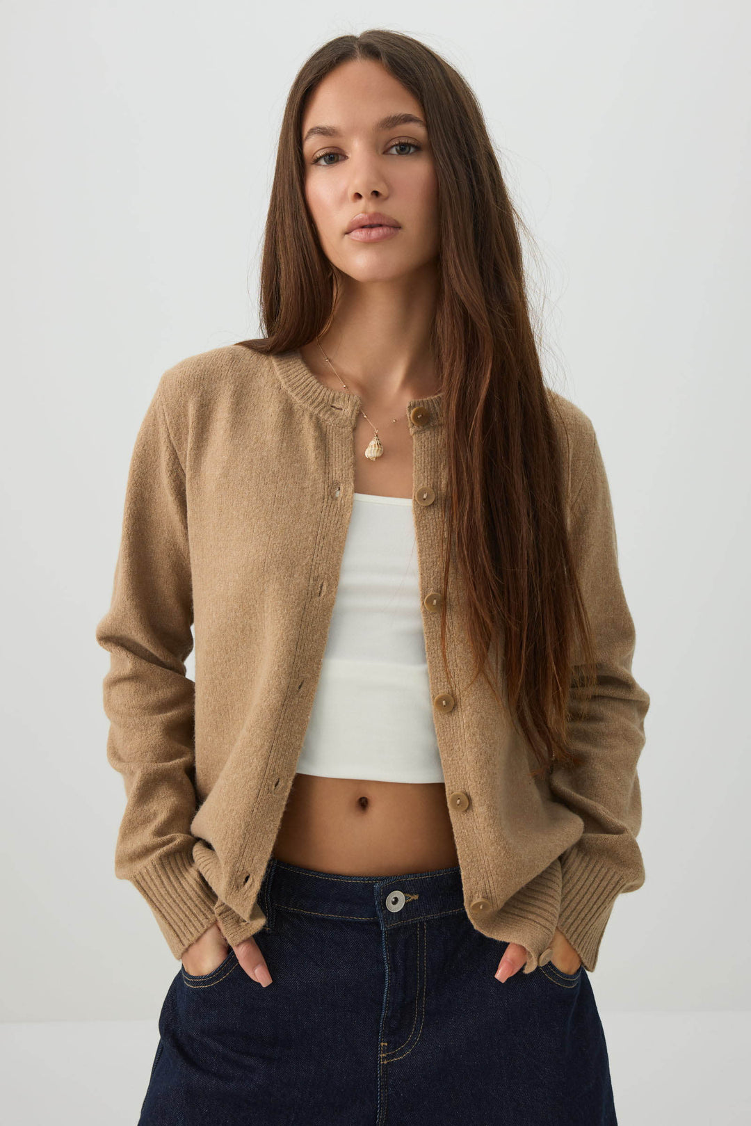 Button-Front Sweater Cardigan