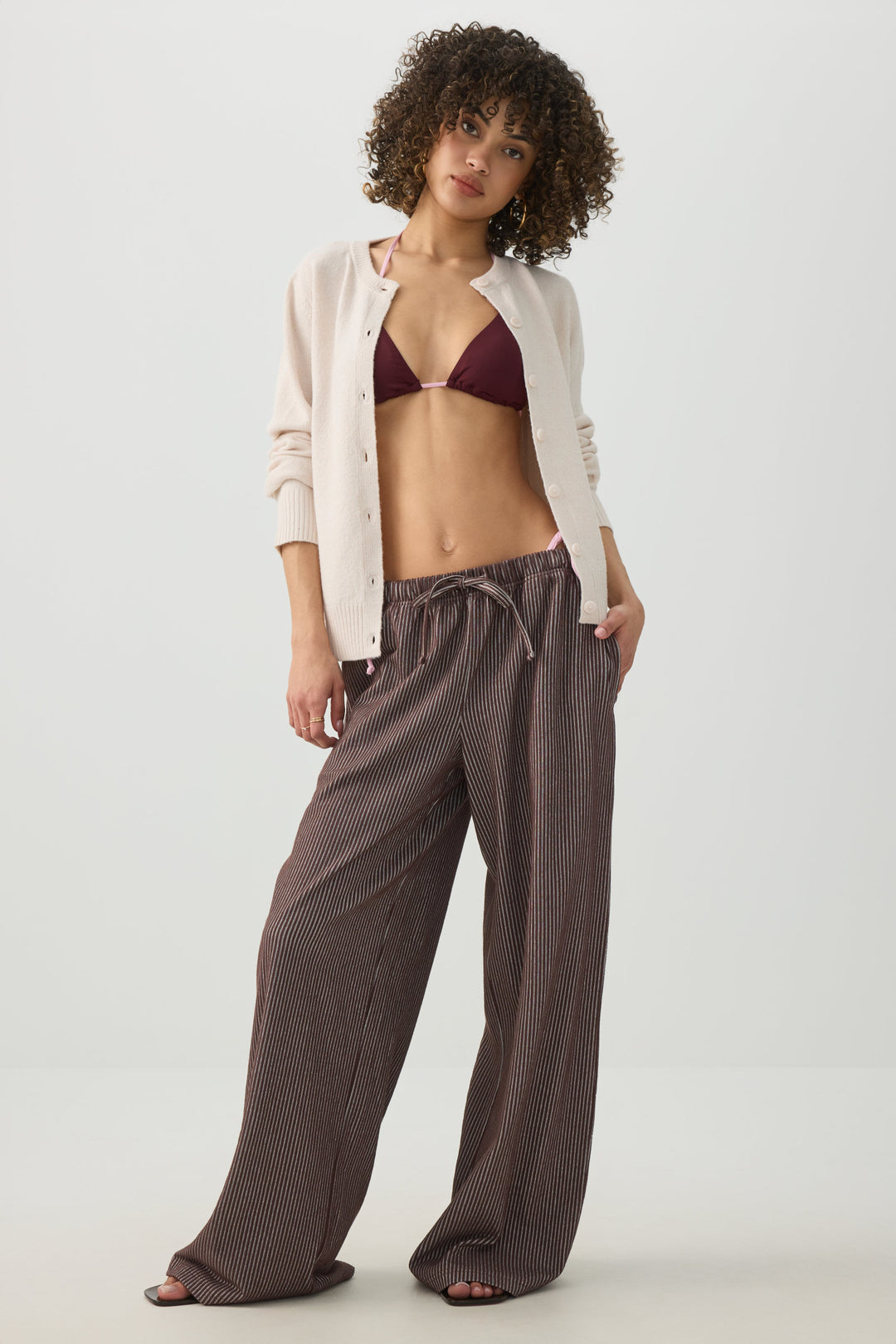 Textured Wide Leg Knit Pants