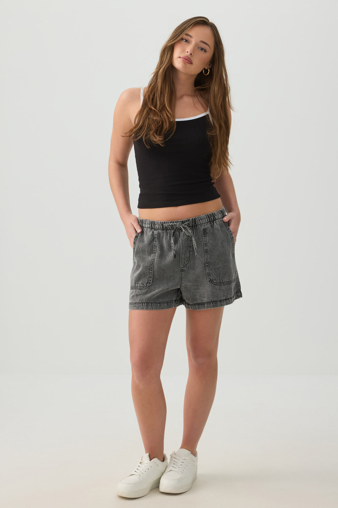 Denim Shorts with Patch Pockets