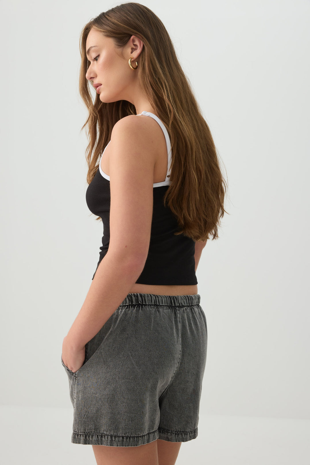 Denim Shorts with Patch Pockets