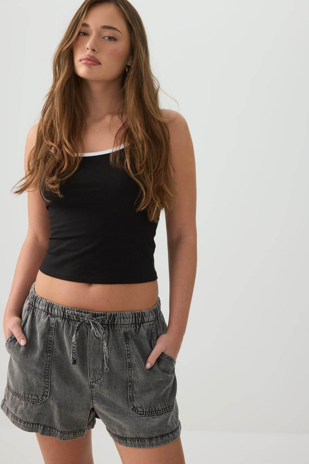 Denim Shorts with Patch Pockets