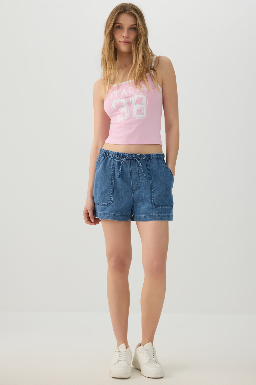 Denim Shorts with Patch Pockets