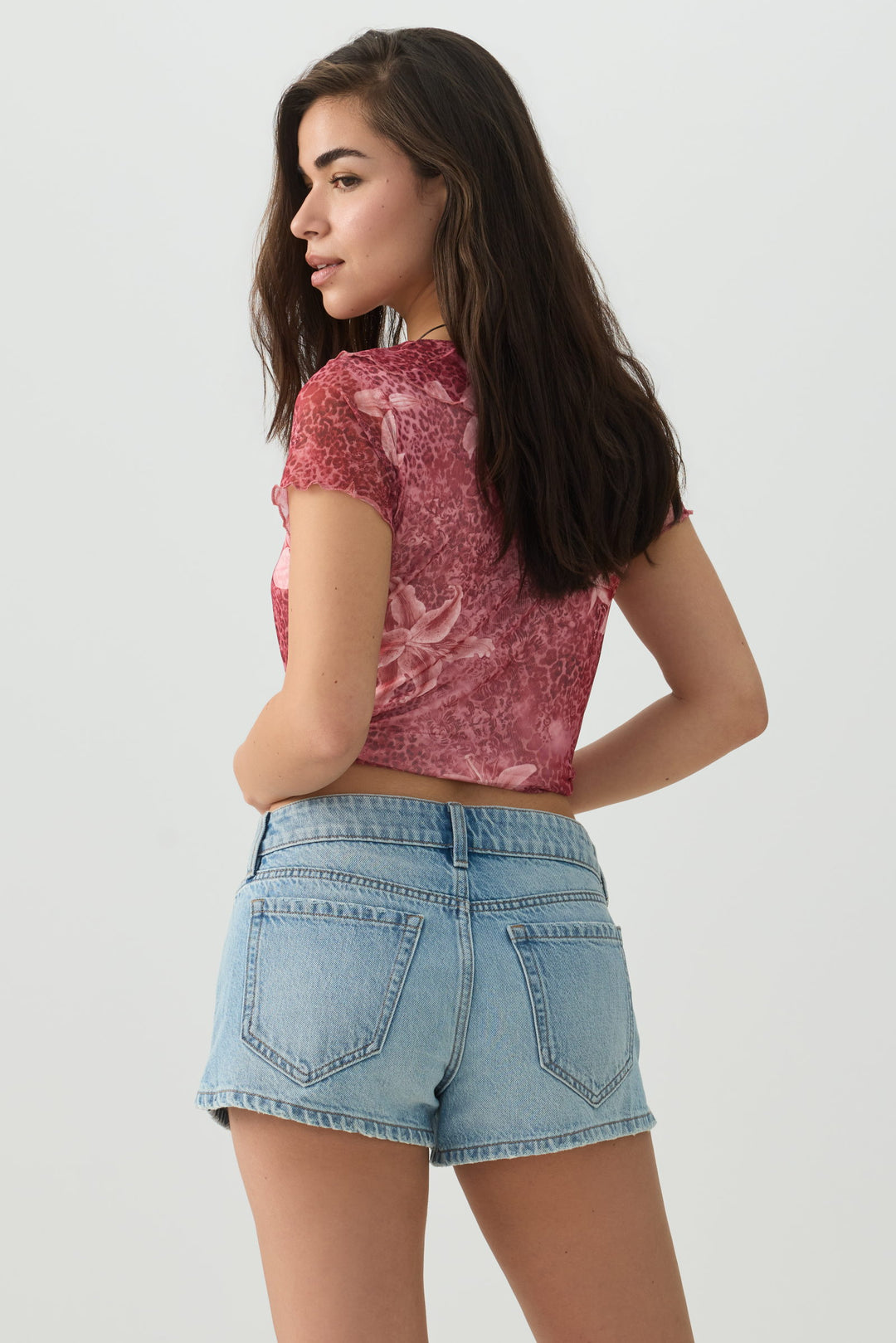 Low Rise Rigid Denim Shorts