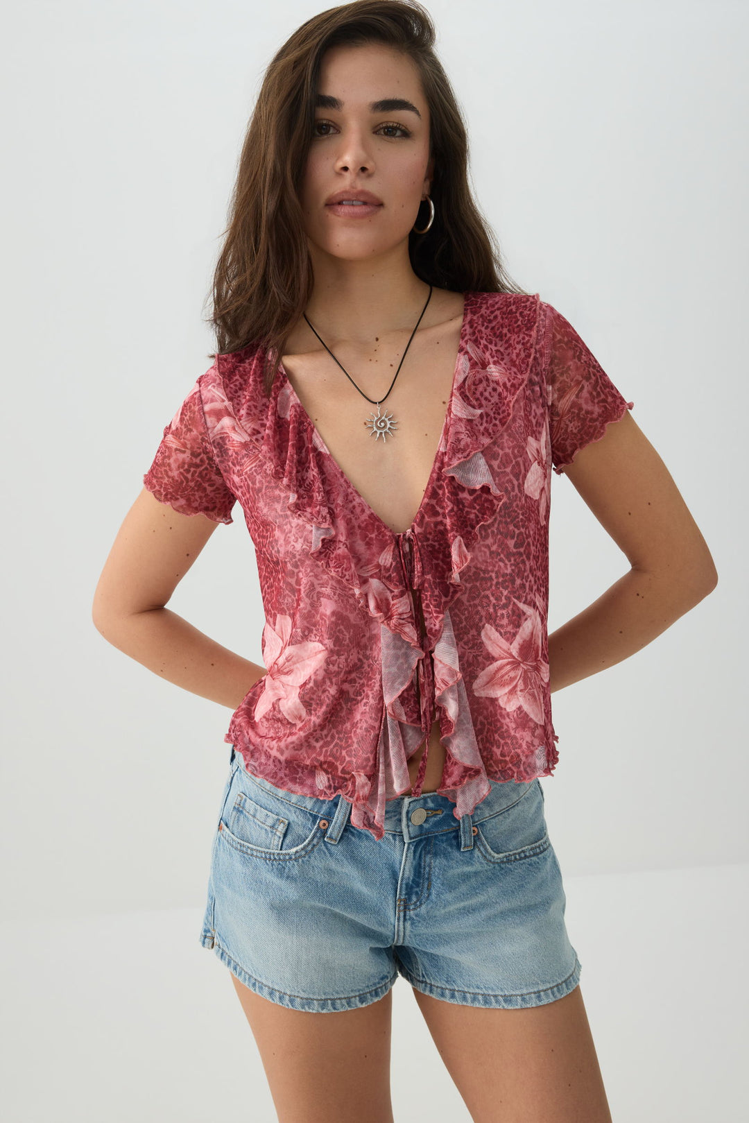 Low Rise Rigid Denim Shorts