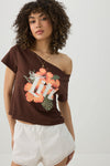 Off Shoulder Crop Graphic T-shirt