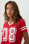 Mesh Jersey V Neck T-Shirt