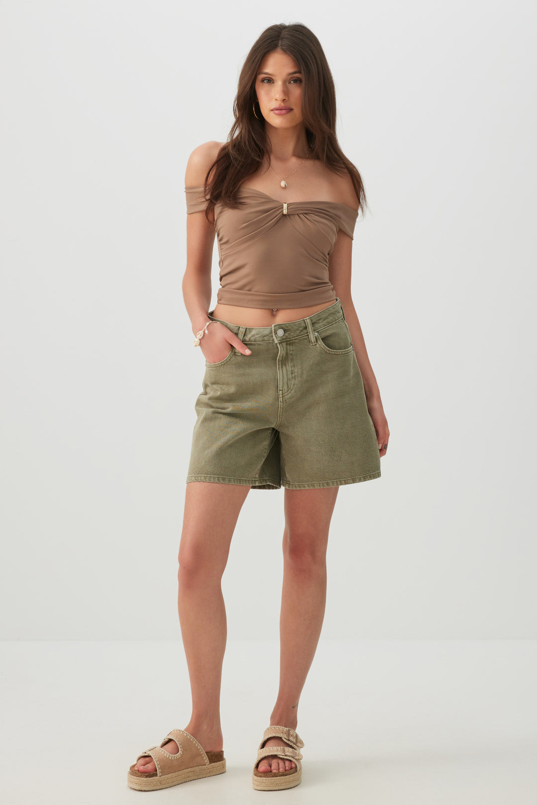 Twisted Front Off Shoulder Top