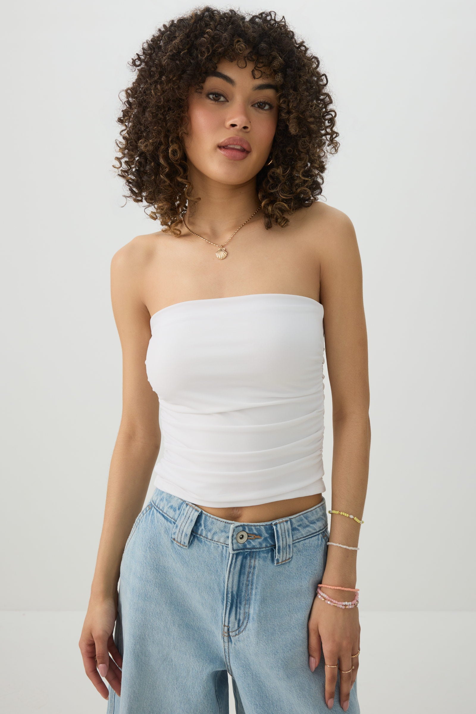 Cropped Ruched Tube Top | Ardene