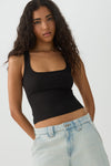 Camisole côtelée courte Basic