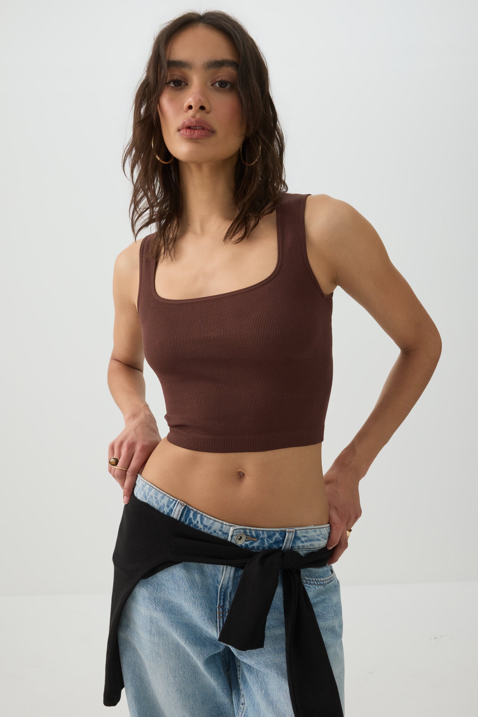 トップス MULTI SHOULDER PARTS RIB TOPS Eaphi Seamless Ribbed Trapeze Tank Top – Ardene