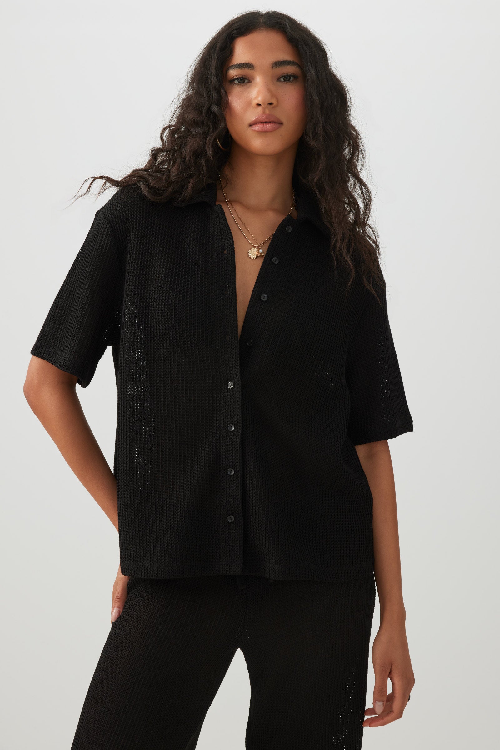 Oversized Crochet Button Up Shirt – Ardene