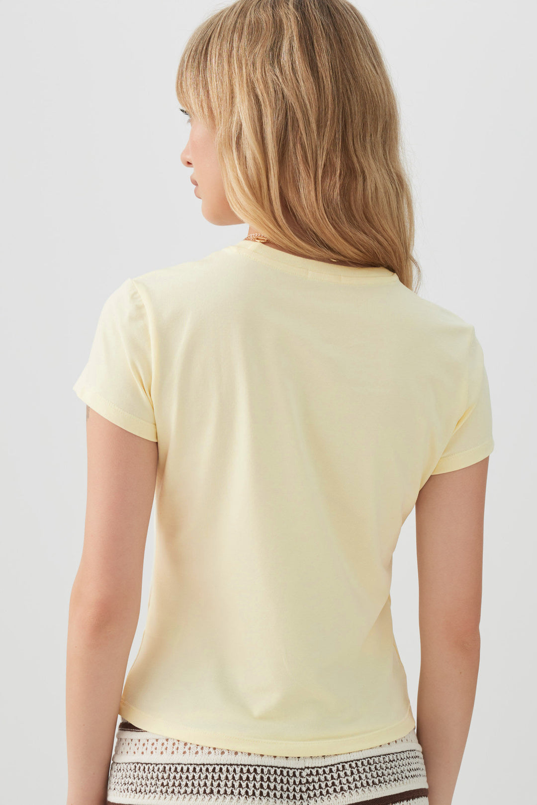 Cropped Baby T-Shirt with Beaded Motif