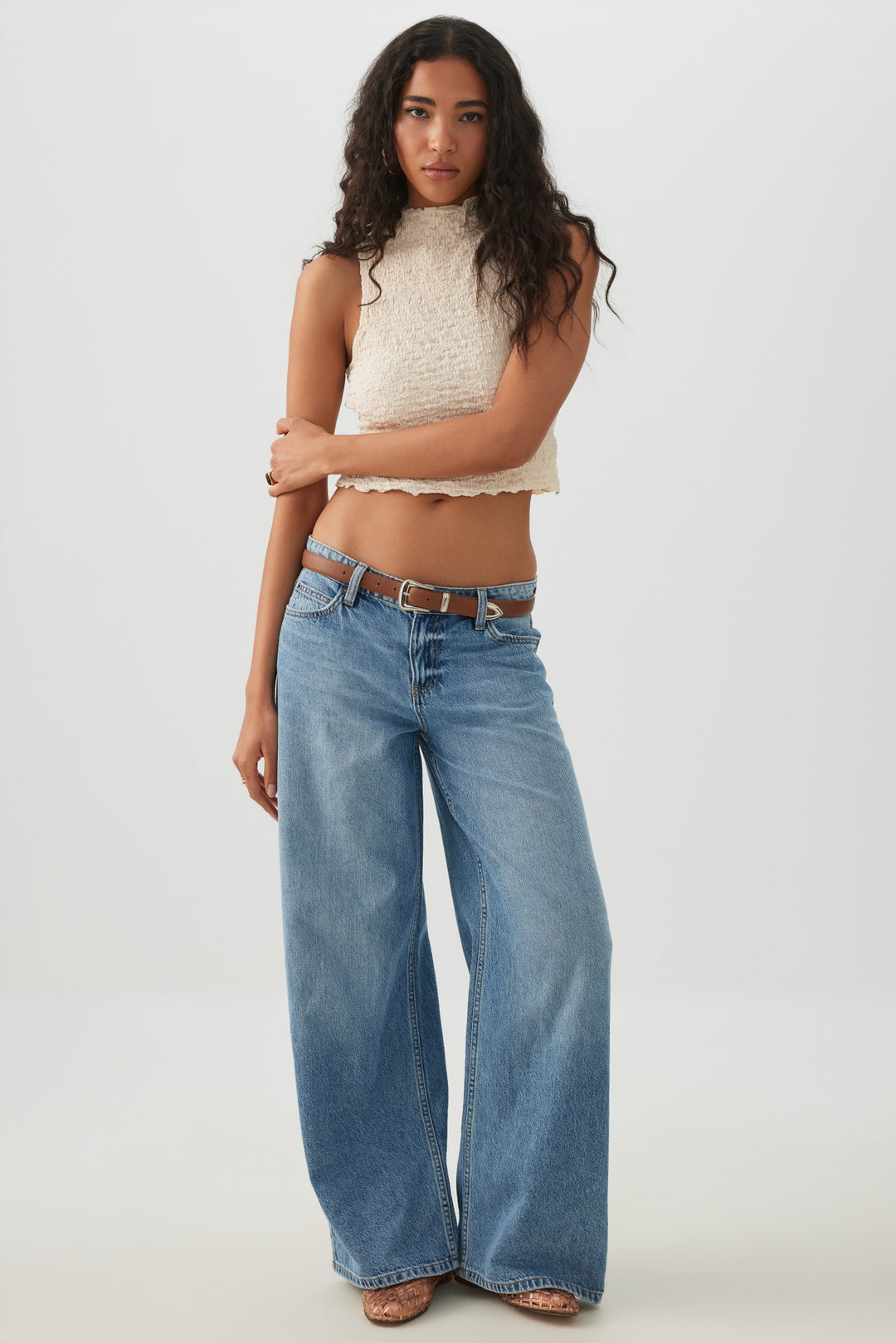 Textured Mock Neck Tank Top