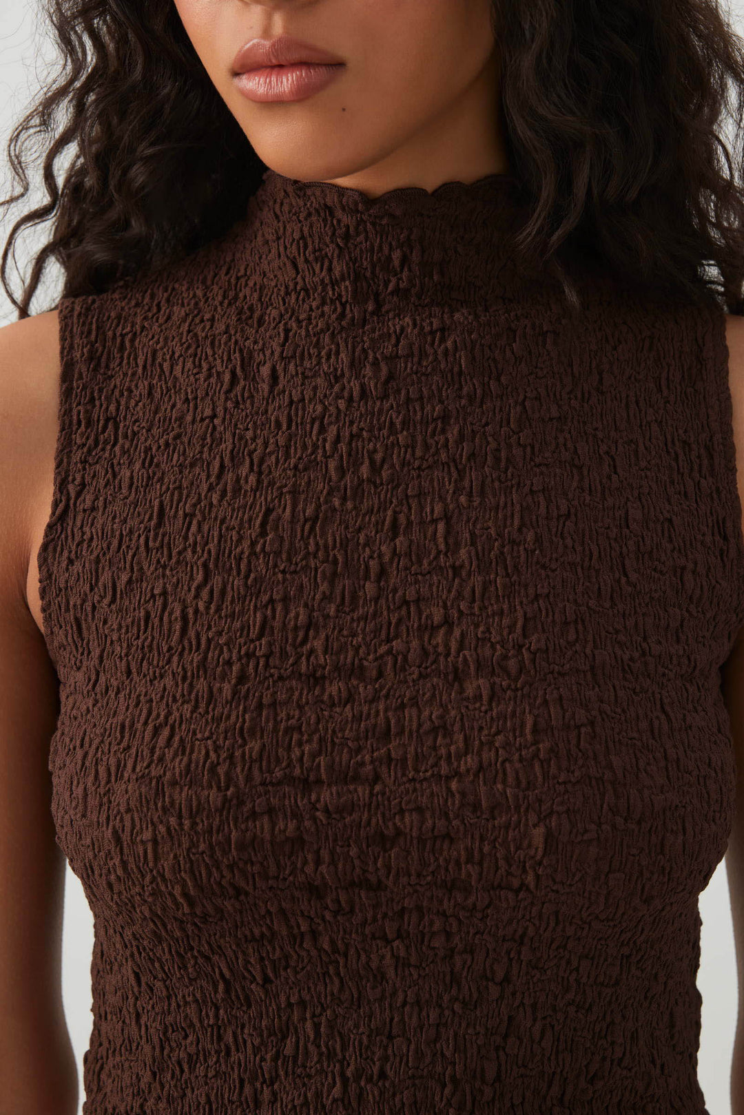 Textured Mock Neck Tank Top