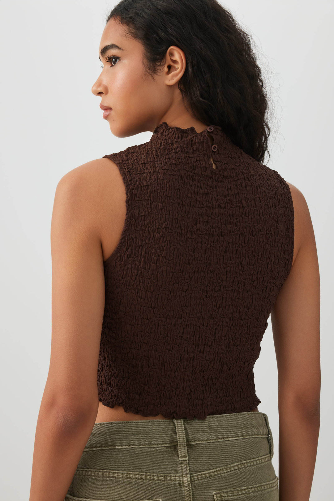 Textured Mock Neck Tank Top