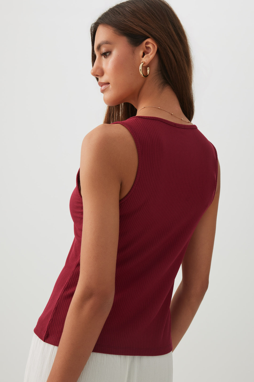 Button Front Rib Tank Top