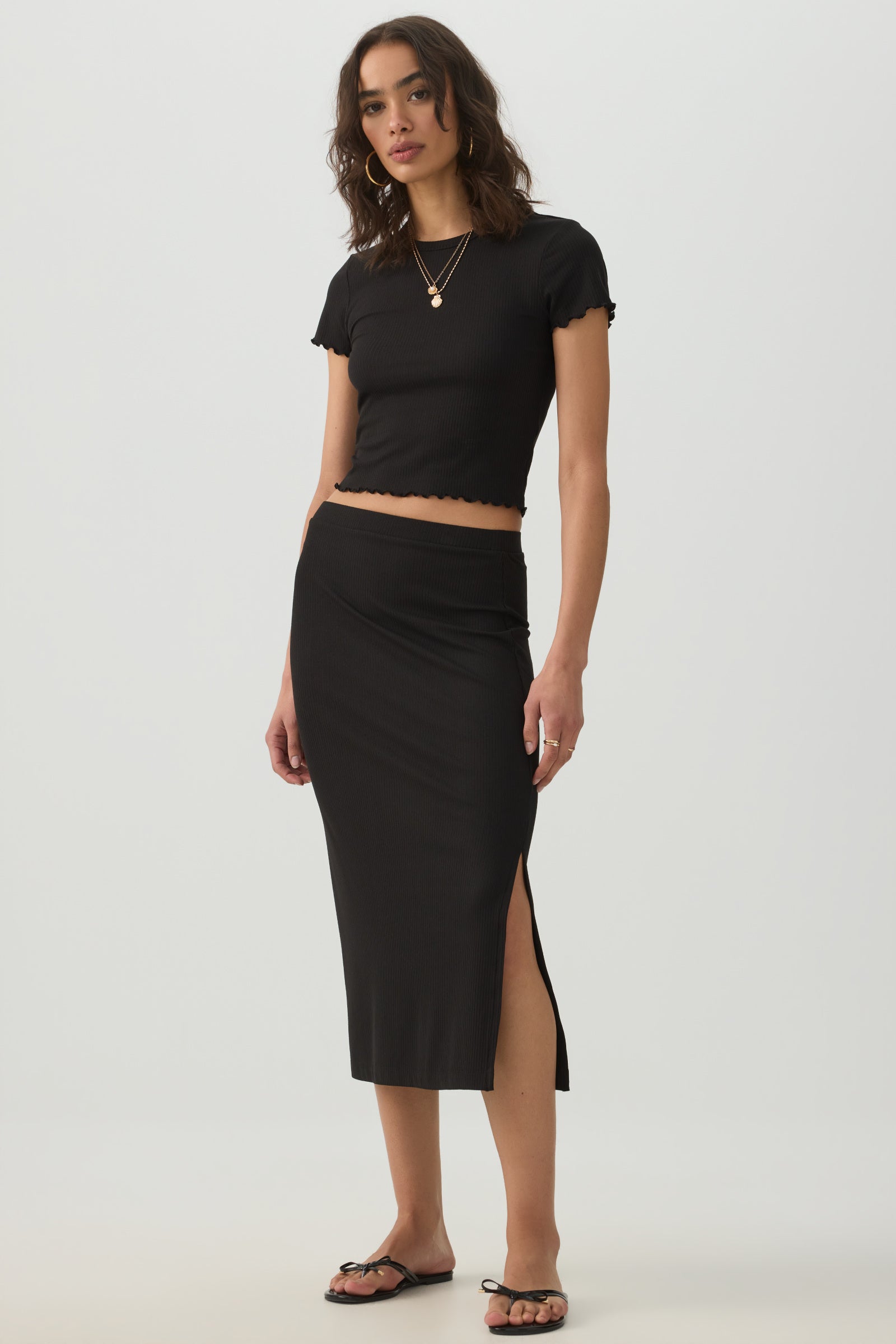 Midi Rib Side Slit Skirt – Ardene