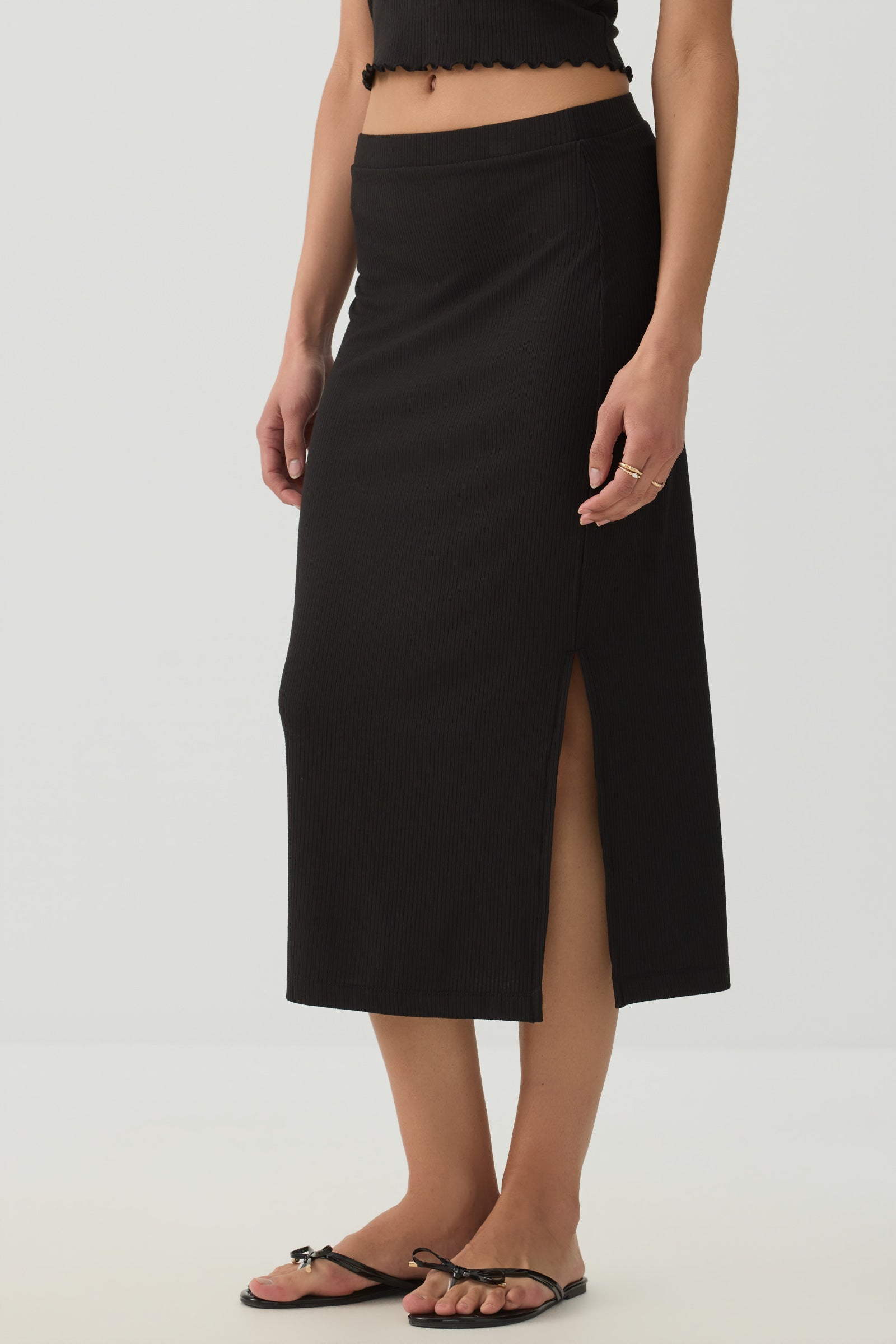 Midi Rib Side Slit Skirt – Ardene